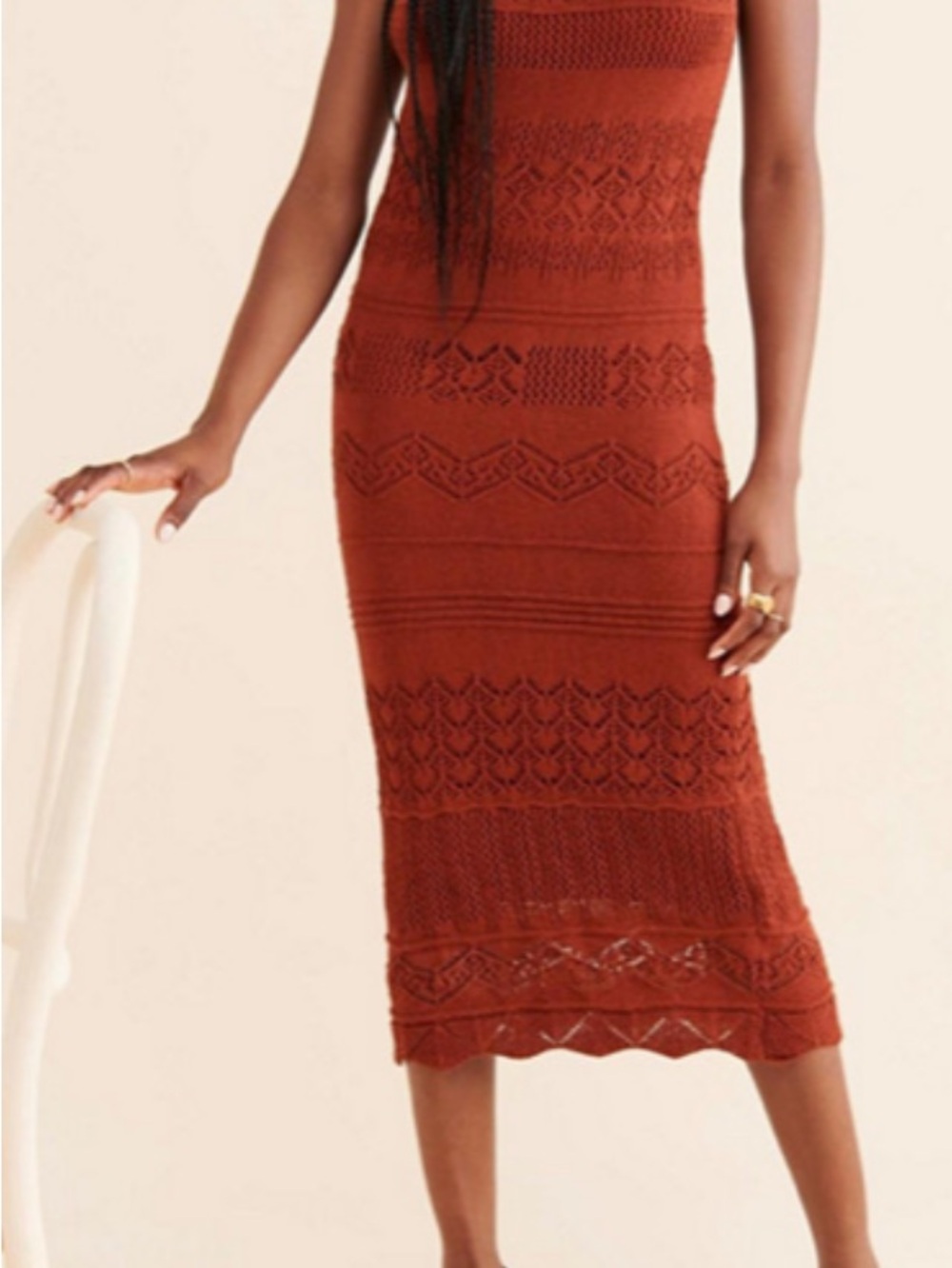 Anthropologie Crochet Knit Maxi Dress in Rust NWOT XL - Picture 2 of 9